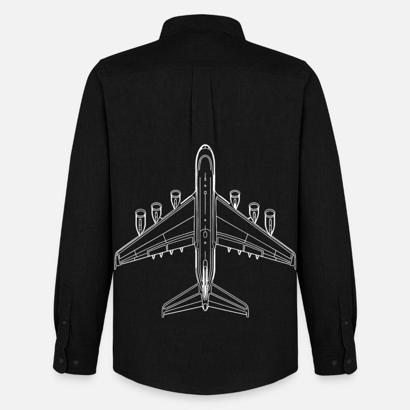 Flugzeug Zeichnung - Männer Oxford Hemd von Stanley/Stella - Schwarz