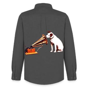 His Master's Voice painting - Men's Oxford Shirt by Stanley/Stella - anthracite - Back - AI Model Male 185 dark (185cm)
