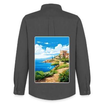 Heraklion Griechenland Reise Poster Souvenir Farbe WPA - Männer Oxford Hemd von Stanley/Stella - Anthrazit - Hinten - AI Model Male 185 dark (185cm)