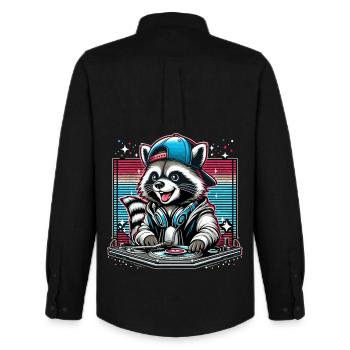 Wachbär DJ DJane Gift - Men's Oxford Shirt by Stanley/Stella - black - Back - AI Model Male 185 dark (185cm)