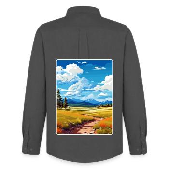 Great Basin Nationalpark Reiseplakat Souvenir - Männer Oxford Hemd von Stanley/Stella - Anthrazit - Hinten - AI Model Male 185 dark (185cm)