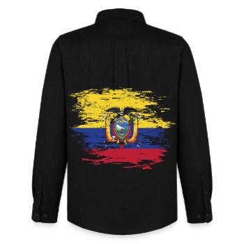 Ecuador flag used - Men's Oxford Shirt by Stanley/Stella - black - Back - AI Model Male 185 dark (185cm)
