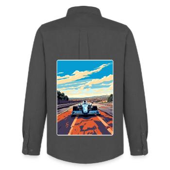 Nürburg Circuit Motorsport Race Allemagne - Chemise Oxford homme Stanley/Stella - charbon - Dos - AI Model Male 185 dark (185cm)