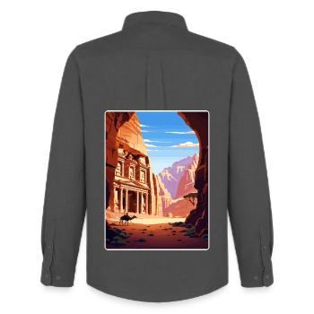 Petra Jordan Affiche de voyage Souvenir Carte Postale Peinture - Chemise Oxford homme Stanley/Stella - charbon - Dos - AI Model Male 185 dark (185cm)