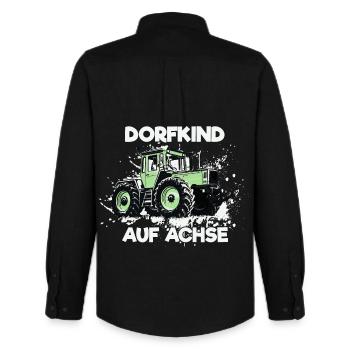 Dorfkind auf Achse MB trac - Männer Oxford Hemd von Stanley/Stella - Schwarz - Hinten - AI Model Male 185 dark (185cm)