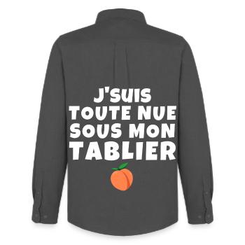 Kitchen apron, humor, apron, funny - Men's Oxford Shirt by Stanley/Stella - anthracite - Back - AI Model Male 185 dark (185cm)