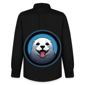 Cheerful seal - Men's Oxford Shirt by Stanley/Stella - black - Back - AI Model Male 185 dark (185cm)