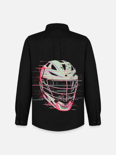 Lacrosse Helmet Graphic - Men's Oxford Shirt by Stanley/Stella - black