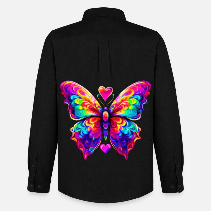 Bunter psychedelischer Schmetterling - Männer Oxford Hemd von Stanley/Stella - Schwarz