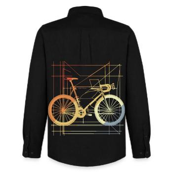 Dessin de vélo rétro - Chemise Oxford homme Stanley/Stella - noir - Dos - AI Model Male 185 dark (185cm)