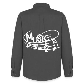 Music in the Skin (White) - Men's Oxford Shirt by Stanley/Stella - anthracite - Back - AI Model Male 185 dark (185cm)