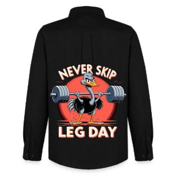 Leg Day Ostrich Leg Workout Funny Gym Gift - Men's Oxford Shirt by Stanley/Stella - black - Back - AI Model Male 185 dark (185cm)