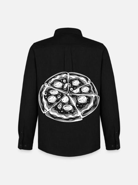 Pizza Drawing - Men's Oxford Shirt by Stanley/Stella - black