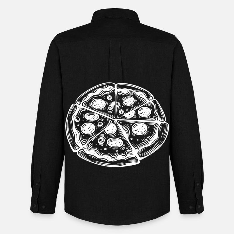 Pizza Zeichnung - Männer Oxford Hemd von Stanley/Stella - Schwarz