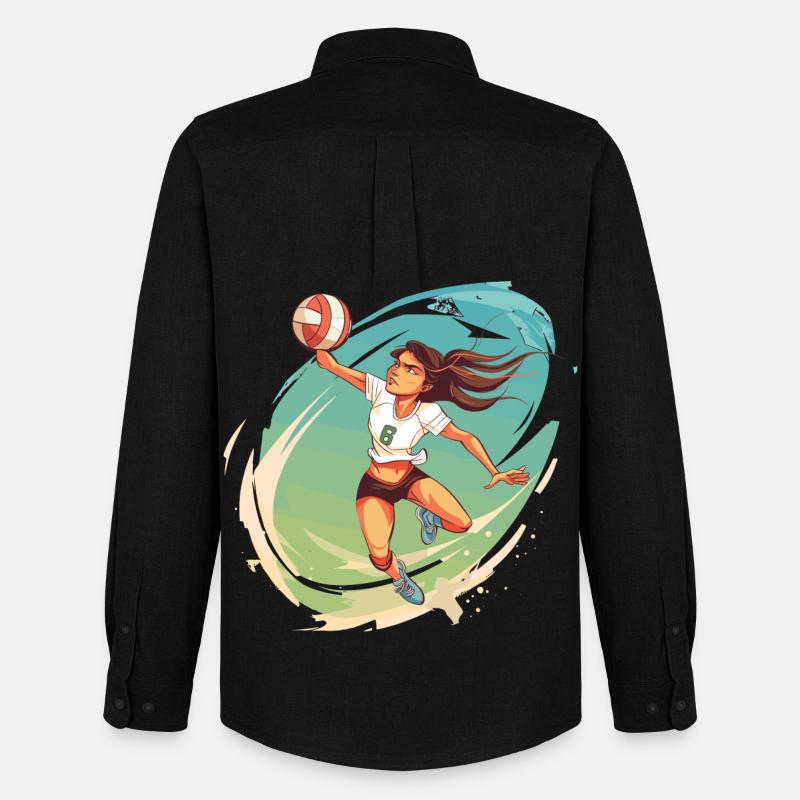 Volleyballspielerin Comic Stil - Männer Oxford Hemd von Stanley/Stella - Schwarz