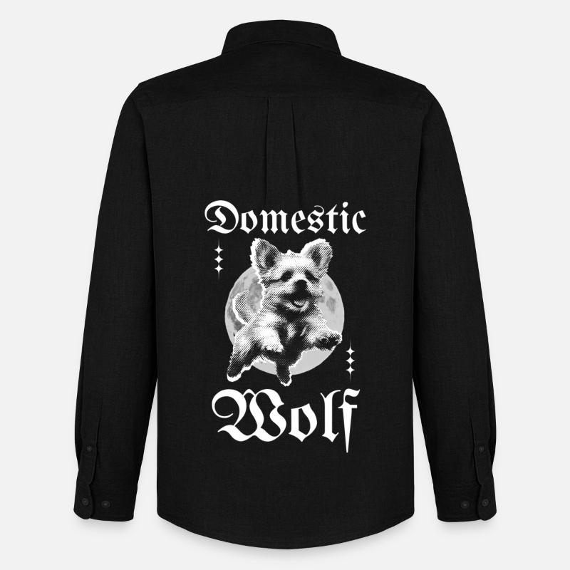 Domestic Wolf – Gothic Hund mit Mond - Männer Oxford Hemd von Stanley/Stella - Schwarz
