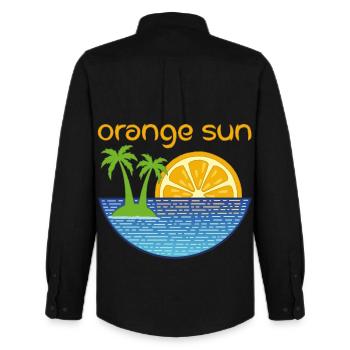 Soleil orange - Chemise Oxford homme Stanley/Stella - noir - Dos - AI Model Male 185 dark (185cm)