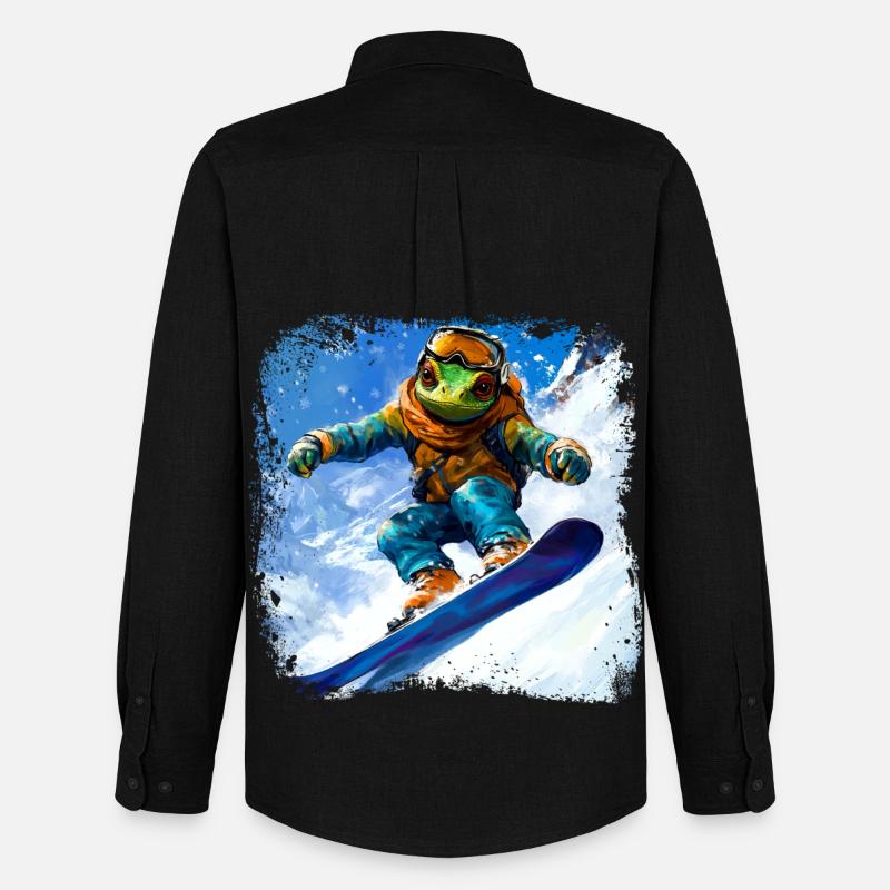 Snowboard Chamäleon - Männer Oxford Hemd von Stanley/Stella - Schwarz