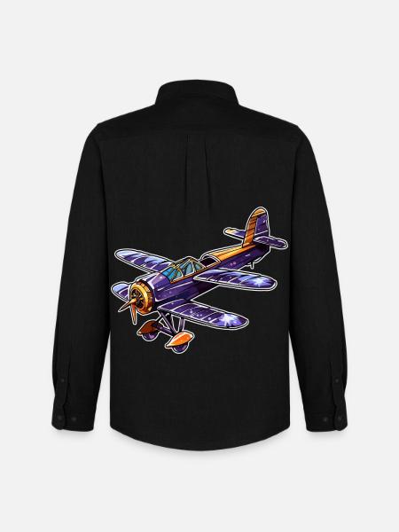 Propeller Plane Comic Look - Men's Oxford Shirt by Stanley/Stella - black
