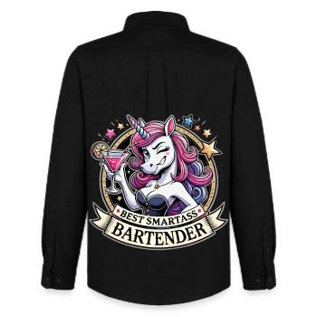 Barman Barmaid Licorne Cadeau drôle - Chemise Oxford homme Stanley/Stella - noir - Dos - AI Model Male 185 dark (185cm)