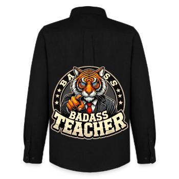 Badass professeur Tiger Strictly Cool cadeau - Chemise Oxford homme Stanley/Stella - noir - Dos - AI Model Male 185 dark (185cm)