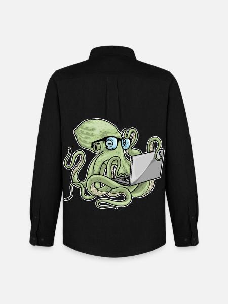 Octopus Laptop - Men's Oxford Shirt by Stanley/Stella - black