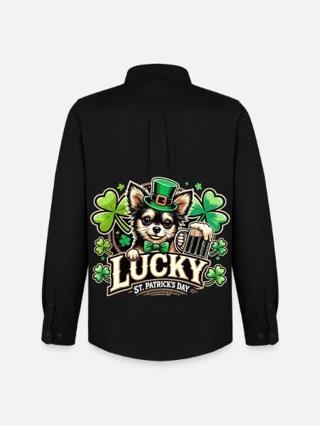 Saint-Patrick Leprechaun Chihuahua Heureux - Chemise Oxford homme Stanley/Stella - noir