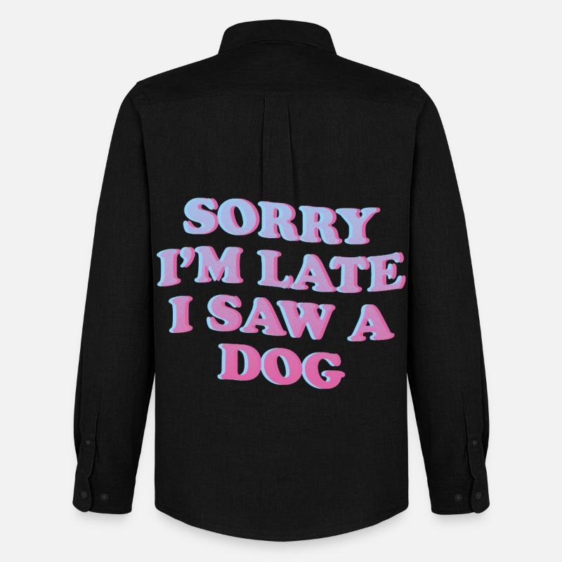 Sorry I’m Late – Lustiges Hunde-Statement - Männer Oxford Hemd von Stanley/Stella - Schwarz