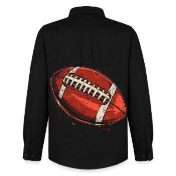 Football Ball Graphic - Men's Oxford Shirt by Stanley/Stella - black - Back - AI Model Male 185 dark (185cm)