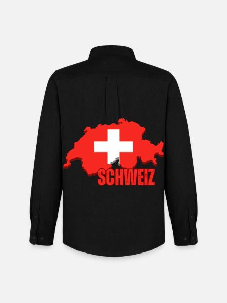 Flag of Switzerland, Swiss pride - Men's Oxford Shirt by Stanley/Stella - black