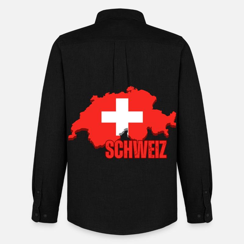 Flagge der Schweiz, Schweizer Stolz - Männer Oxford Hemd von Stanley/Stella - Schwarz