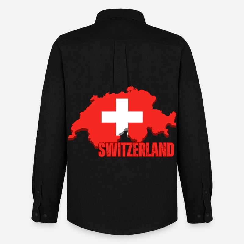 Schweizer Stolz, Flagge der Schweiz - Männer Oxford Hemd von Stanley/Stella - Schwarz
