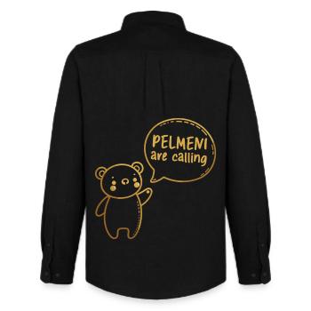 Pelmeni Call Sweet Bear Cadeau d’or - Chemise Oxford homme Stanley/Stella - noir - Dos - AI Model Male 185 dark (185cm)