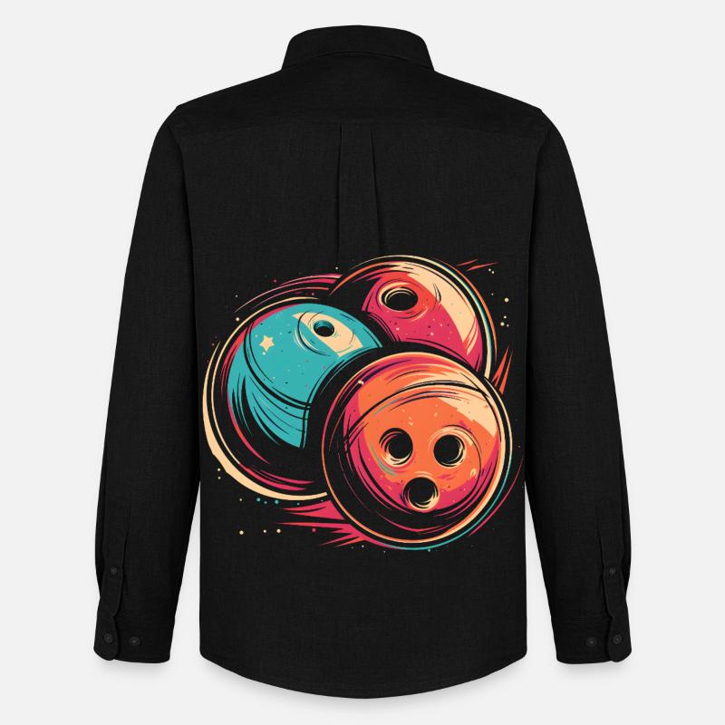 Bowlingkugeln Synthwave - Männer Oxford Hemd von Stanley/Stella - Schwarz