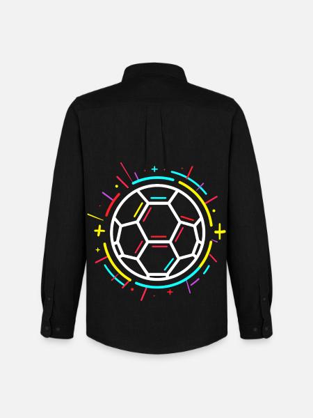 Soccer Ball Drawing - Men's Oxford Shirt by Stanley/Stella - black