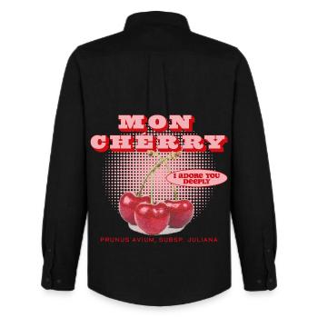 Mon Cherry Love - Männer Oxford Hemd von Stanley/Stella - Schwarz - Hinten - AI Model Male 185 dark (185cm)