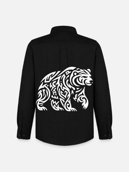 Ours grizzli tribal - Chemise Oxford homme Stanley/Stella - noir