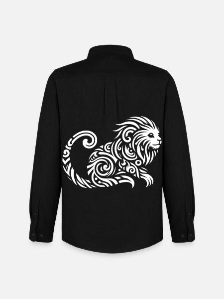 Tamarin-lion doré tribal - Chemise Oxford homme Stanley/Stella - noir