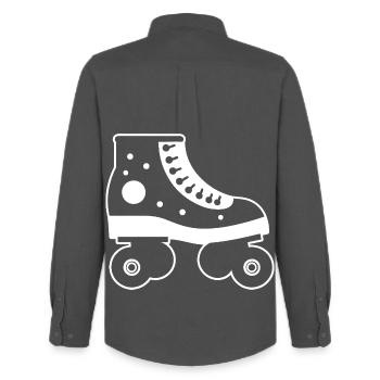 patins à roulettes style dessin animé - Chemise Oxford homme Stanley/Stella - charbon - Dos - AI Model Male 185 dark (185cm)