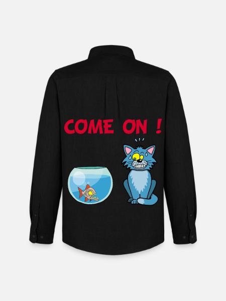 Cat and piranha - Men's Oxford Shirt by Stanley/Stella - black