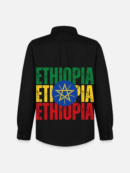 Ethiopian flag, Ethiopian pride - Men's Oxford Shirt by Stanley/Stella - black