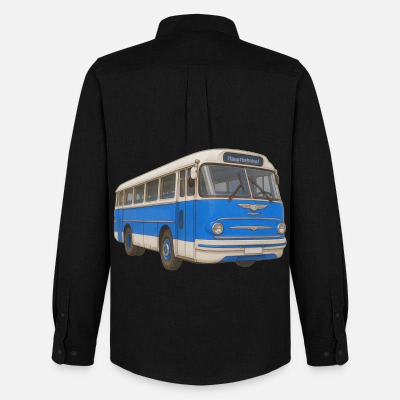 Vieux bus bleu - Chemise Oxford homme Stanley/Stella - noir