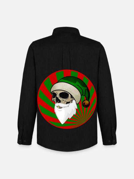 Skull Santa Claus Gnome red green - Men's Oxford Shirt by Stanley/Stella - black