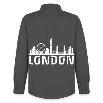 L’appel de Londres - Chemise Oxford homme Stanley/Stella - charbon - Dos - AI Model Male 185 dark (185cm)