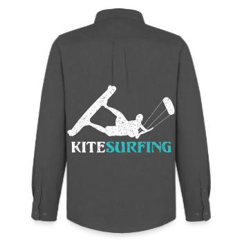 Ride the Wind – Kitesurf Style - Männer Oxford Hemd von Stanley/Stella - Anthrazit - Hinten - AI Model Male 185 dark (185cm)
