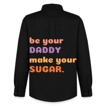 Sei dein Papa Mach deinen Zucker lustig Motivierend - Männer Oxford Hemd von Stanley/Stella - Schwarz - Hinten - AI Model Male 185 dark (185cm)