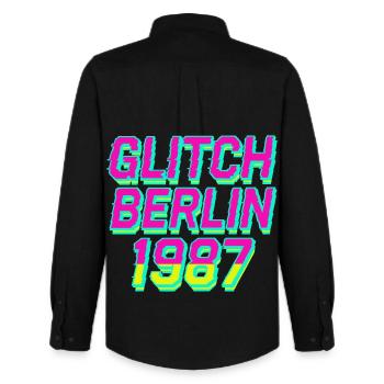Glitch Berlin 1987 - Männer Oxford Hemd von Stanley/Stella - Schwarz - Hinten - AI Model Male 185 dark (185cm)