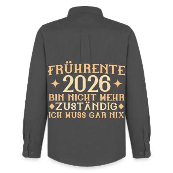 Frührente 2026 - Nicht mehr zuständig - Altersteil - Männer Oxford Hemd von Stanley/Stella - Anthrazit - Hinten - AI Model Male 185 dark (185cm)