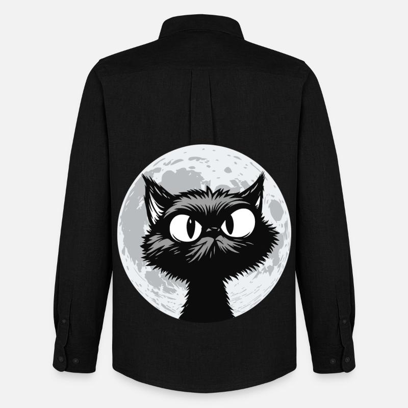 Mondkatze Mitternacht - Männer Oxford Hemd von Stanley/Stella - Schwarz