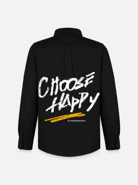 choose_happy_motivation_motivational - Männer Oxford Hemd von Stanley/Stella - Schwarz